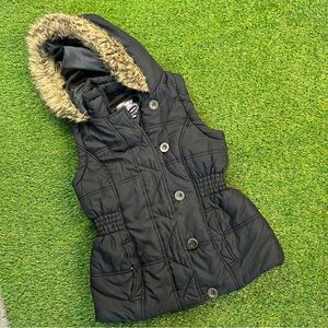 Krush Black‎ Faux Fur Hooded Quilted Vest